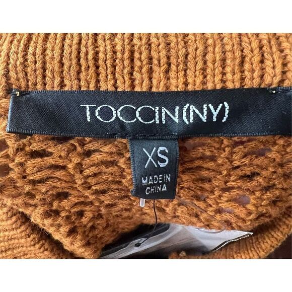 Toccin Cotton Crochet Crop Cardigan in Ginger NWT Size XS - Picture 4 of 6